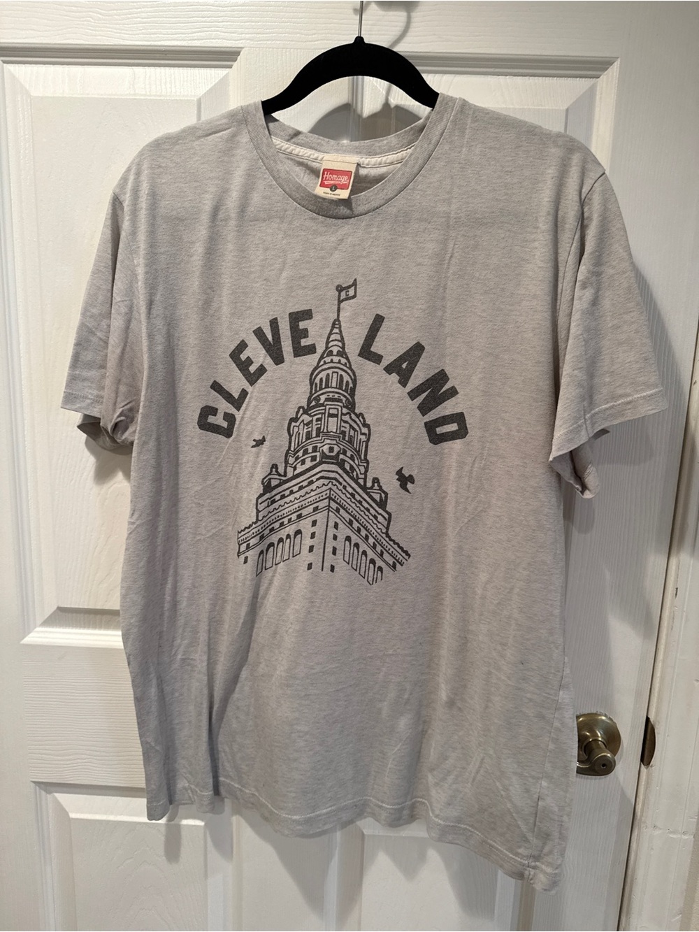 Homage Cleveland Graphic Short Sleeve T-Shirt in Light Gray